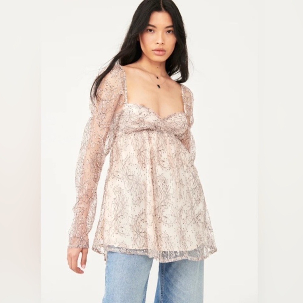 Free People Sheer Cream Blouse!